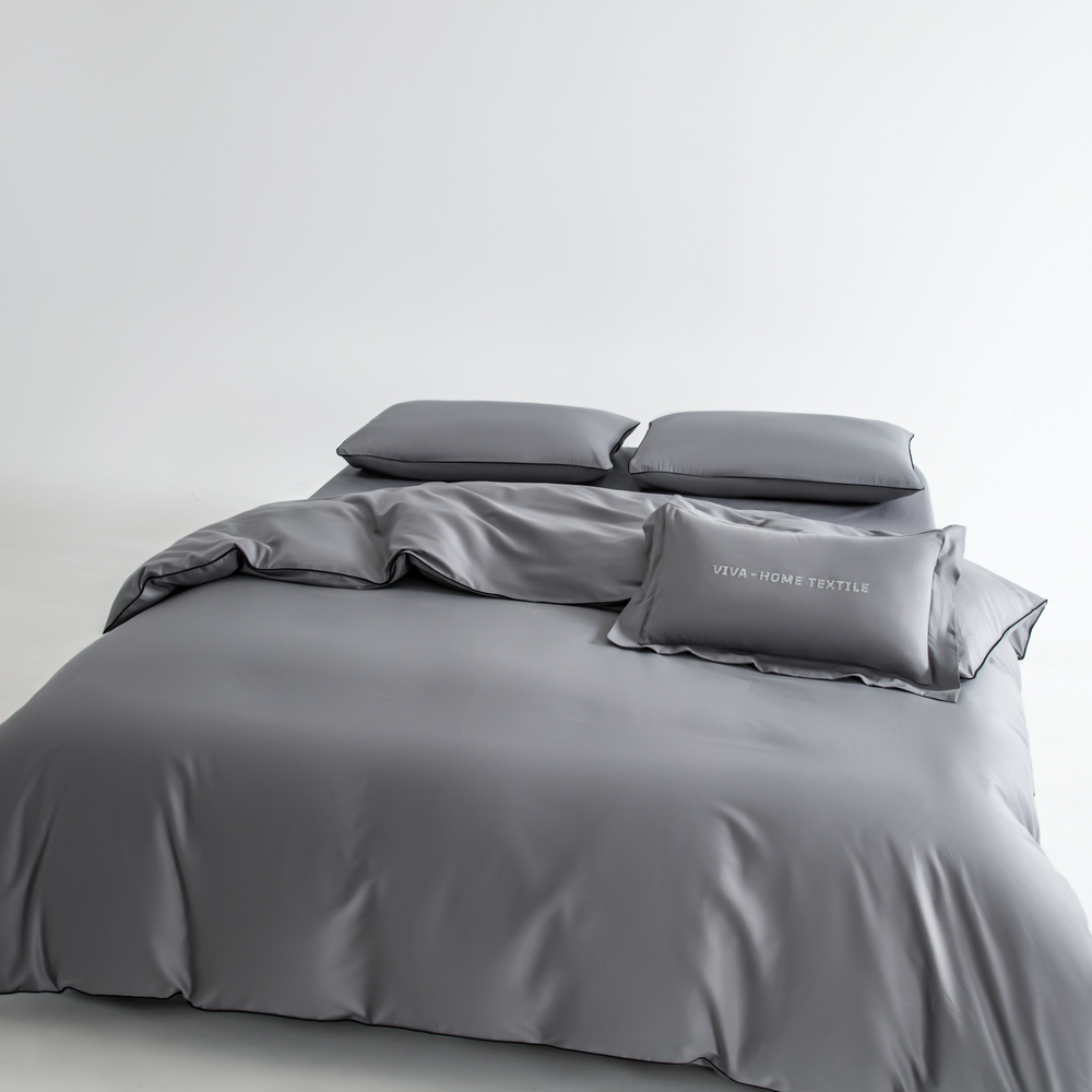 КПБ Однотонный Сатин Элитный на резинке OCER014, 2 спальный, 4 наволочки, простынь 180*200*30