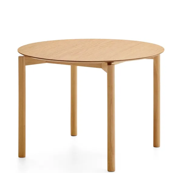 Стол Indara Ø100 см, из шпона и каучукового дерева с натуральной отделкой 