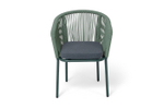 "Марсель" стул плетеный из роупа, каркас алюминий RAL6036 муар, роуп зеленый (4204) круглый tex, ткань темно-серая 027