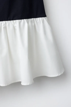 ZARA ПЛАТЬЕ С БАНТОМ, СИНИЙ/БЕЛЫЙ