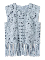 Топ крючком квадратными мотивами и полосами