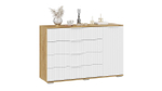 Комод для одежды с ящиками и полками Дуб Крафт золотой/Белый матовый 4 ящика 129х41х84 см