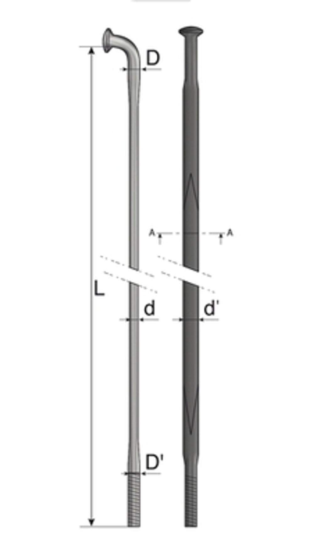 Спица MACH1 PROFIL аэродинамичные 2.0/1.4x3.5 с ниппелем длина 292 mm серебристая