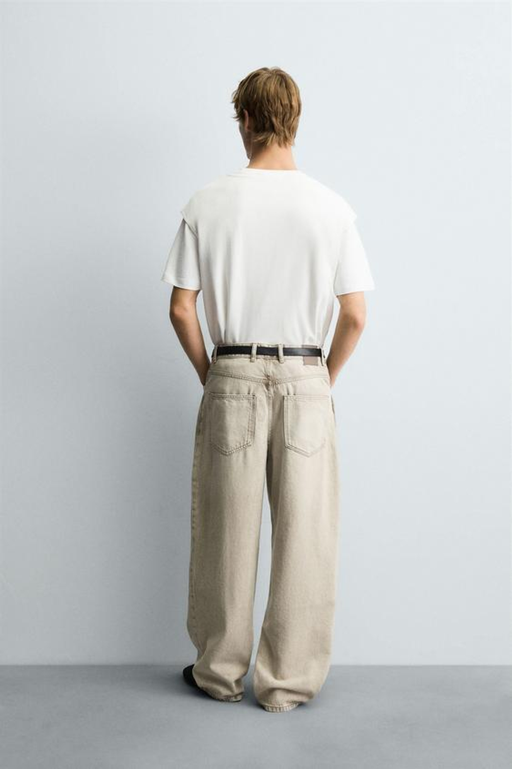 ZARA ДЖИНСЫ BAGGY FIT, БЕЖЕВЫЙ