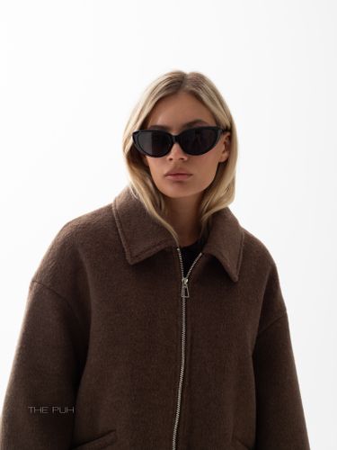 Шерстяная куртка на молнии в цвете шоколад