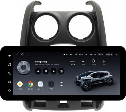 Магнитола для Renault Duster 1 2015-2020, Lada Largus 2021+ (мультируль/джойстик, рамка большая матовая) - Teyes LUX ONE ROUND монитор 12.3" 2K QLED на Android 10, CarPlay, 4G SIM-слот