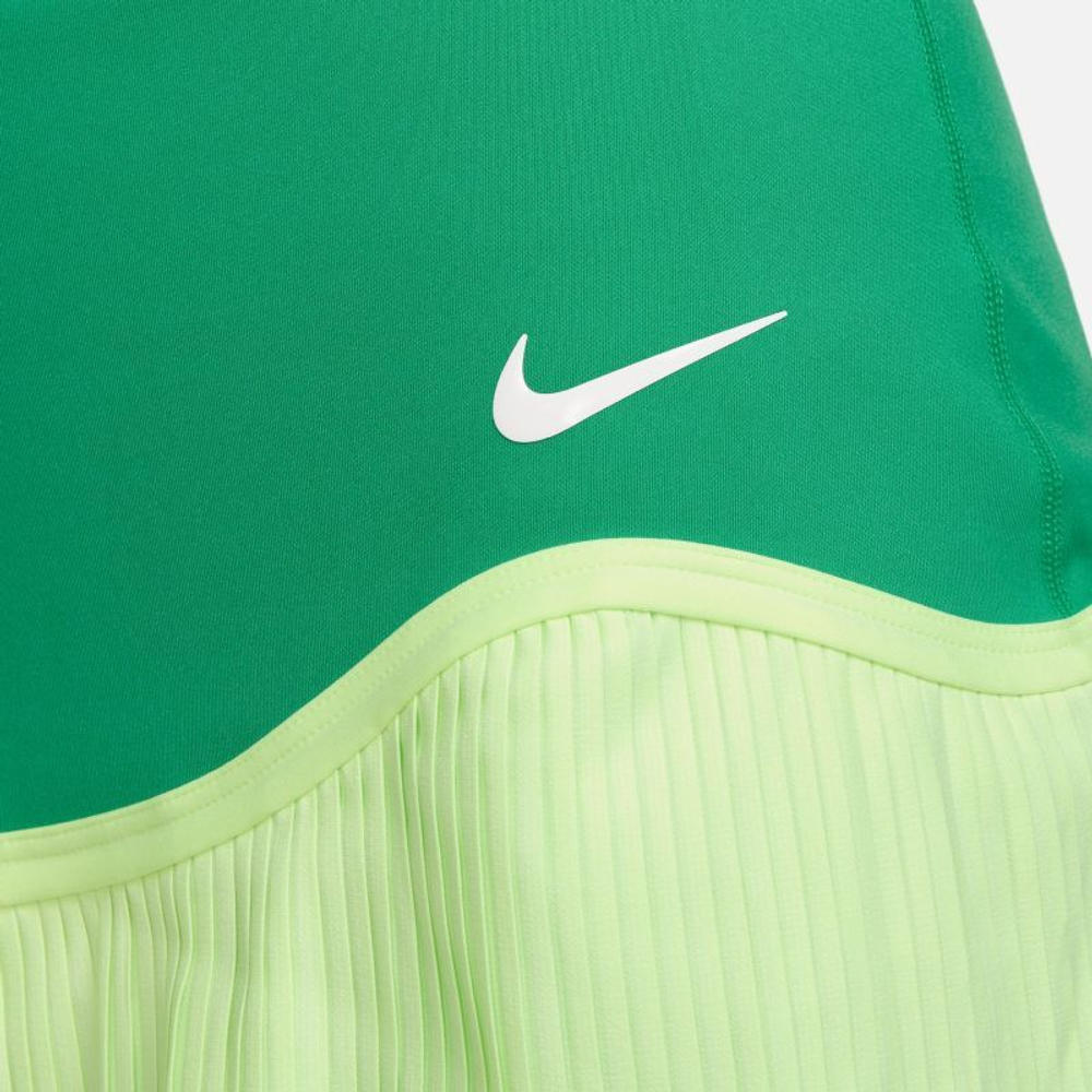 Теннисная юбка Nike Dri-Fit Advantage Pleated Skirt - stadium green/barely volt/white