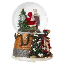 GAEM Фигурка декоративная "Дед Мороз" в стекл шаре (муз, вьюга, ААх3,н/п), D 9.5 см, L12 W12 H16 см
