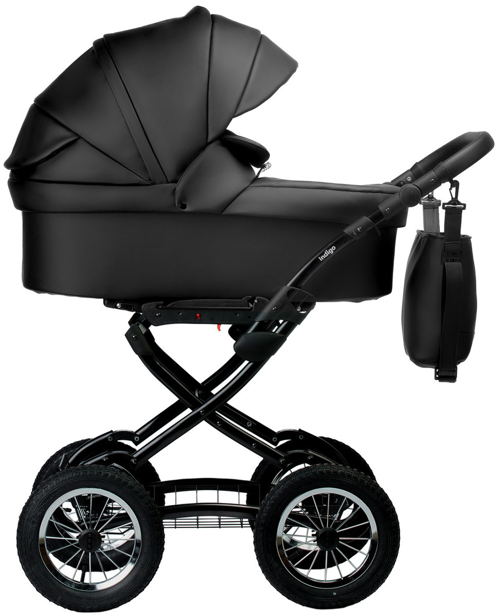 Детская коляска Indigo Barbara Eco Classic 3 в 1 с автокреслом Avionaut Cosmo Grey Be03 черная кожа
