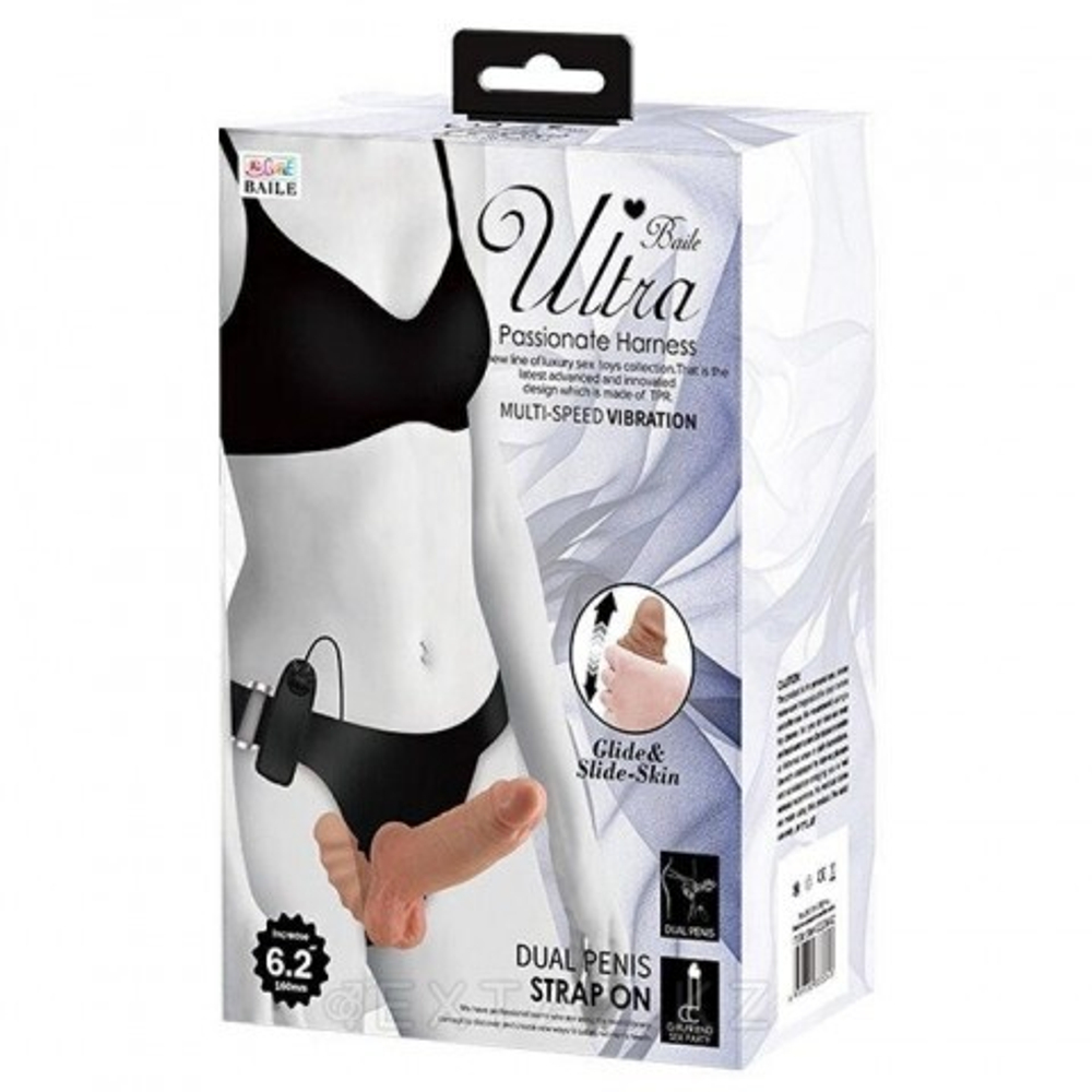 Двойной страпон с вибрацией и пультом управления Passionate harness