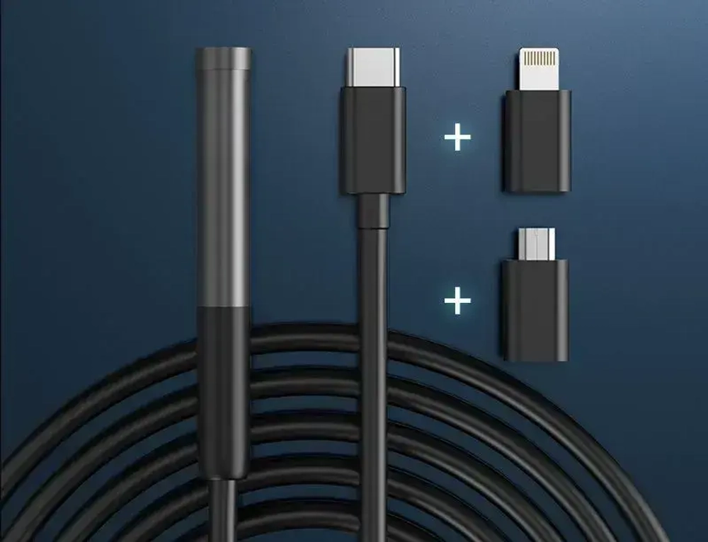 Эндоскоп для смартфона Андроид, Айфон и компьютера 1 м wifi водонепроницаемый, для автомобиля и бытовых нужд