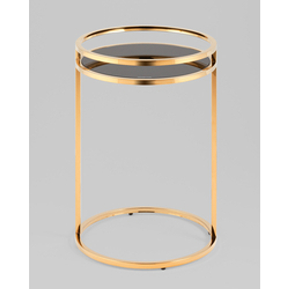 Журнальный столик Гестия 41*60см стекло черное сталь золото