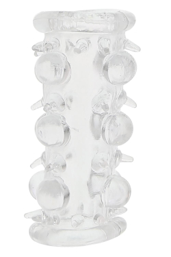 Прозрачная насадка на пенис с шипами и бугорками Bead Sleeve