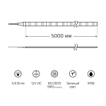 Лента Gauss LED Elementary 2835/60-SMD 4.8W 12V DC зеленый IP20 (ZIP Bag 5м) 355000605