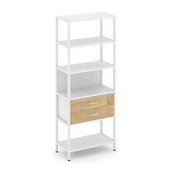 Shelf System Односекционный стеллаж пятиярусный с ящиками SN.STM-512 Белый/Тиквуд Светлый/Металл Бел