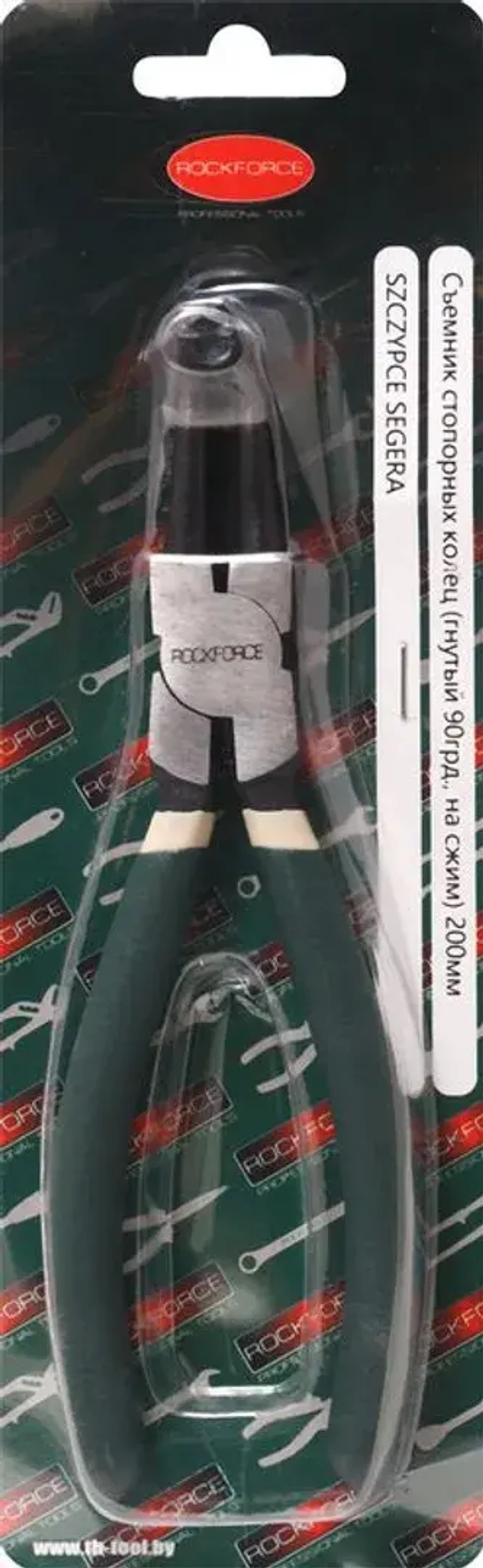 Съемник стопорных колец гнутый на сжим(90°,L-200мм),в блистере RockForce##Rock FORCE RF-609200HB