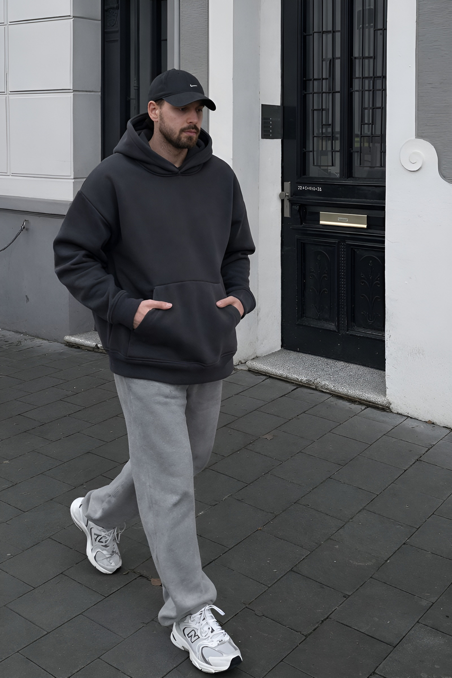 Толстовка мужская с капюшоном "Вasic" темно-серый