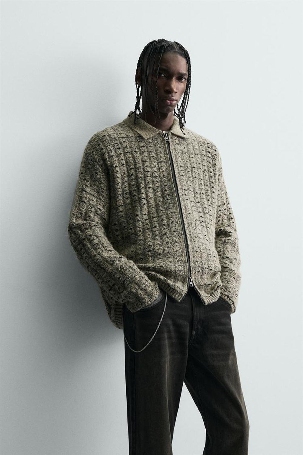 ZARA КАРДИГАН ИЗ РЕЛЬЕФНОГО ТРИКОТАЖА, КРЕМОВЫЙ