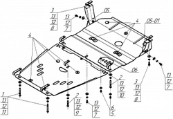 Защита картера двигателя, КПП. 2 мм, Сталь. для Hyundai H-1/Starex/Grand Starex 2008-2022, Motodor.00931