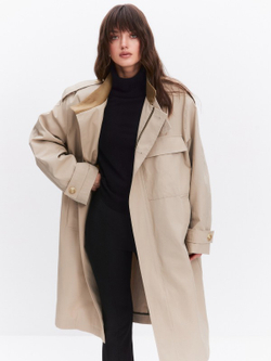 Тренч с вельветовым воротником