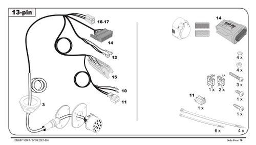 Штатная электрика для фаркопа с розеткой 13-pin, для Mercedes-Benz C,CLS,E,GLK WYR232613R-T (Trail-Tec)