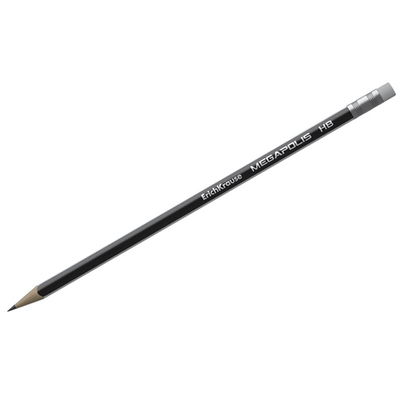 Карандаш ч/г с ластиком Megapolis трехгран. (Erich Krause)