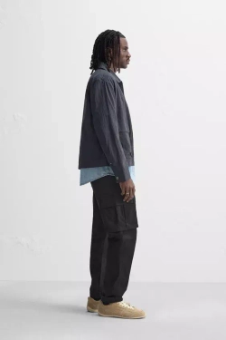 ZARA БРЮКИ КАРГО RELAXED FIT, ЧЕРНЫЙ