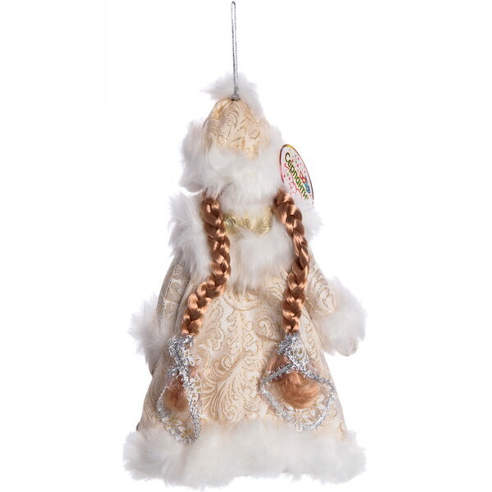 Снегурочка 35 см (без музыки) с отделением под конфеты/подарок, золотая шуба