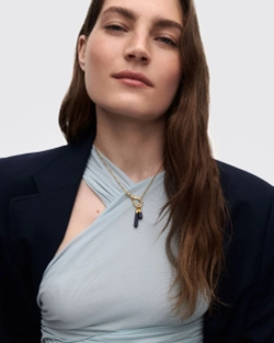 Подвеска Sodalite Large Drop серебро 925 пробы покрытое золотом