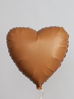 F Шар-сердце 18"/46 см, фольга, шоколад матовый/Choco Brown (БГ-15)