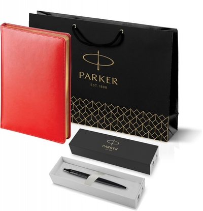 Подарочный набор: Шариковая ручка Parker  Jotter XL SE20 Monochrome в подарочной упаковке, цвет: Black, стержень: Mblue и Ежедневник красный недатиров