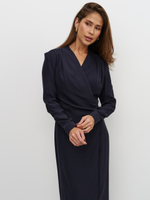 Платье с запахом из вискозы, синее