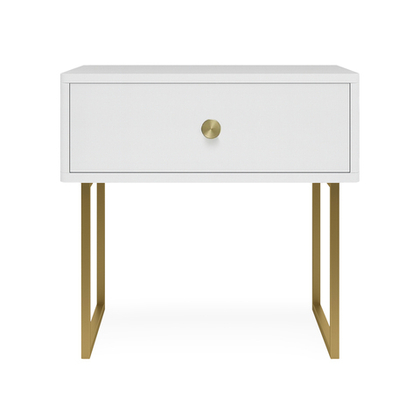 Тумба прикроватная на ножках ROYAL 5301 эко (Белый-Золото-р.золото)