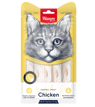 Wanpy Cat Лакомство для кошек «нежное пюре» из курицы 70гр.