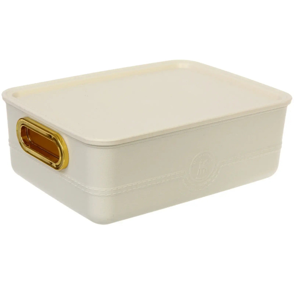 Корзина для хранения с крышкой «ОКСФОРД», цвет молочный, 27.6*20.5*9см