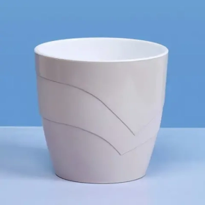 Кашпо для цветов пластиковое 2л d-15см «Грация» со вставкой льняной