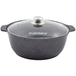 Кастрюля-жаровня 5л «Мраморная»(темный мрамор) со стеклянной крышкой диаметр 28см жмт528а