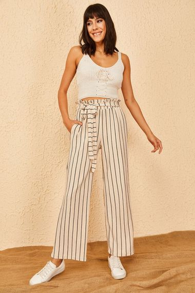 Qadın üçün enli ayaq, xətli şalvar 10901032