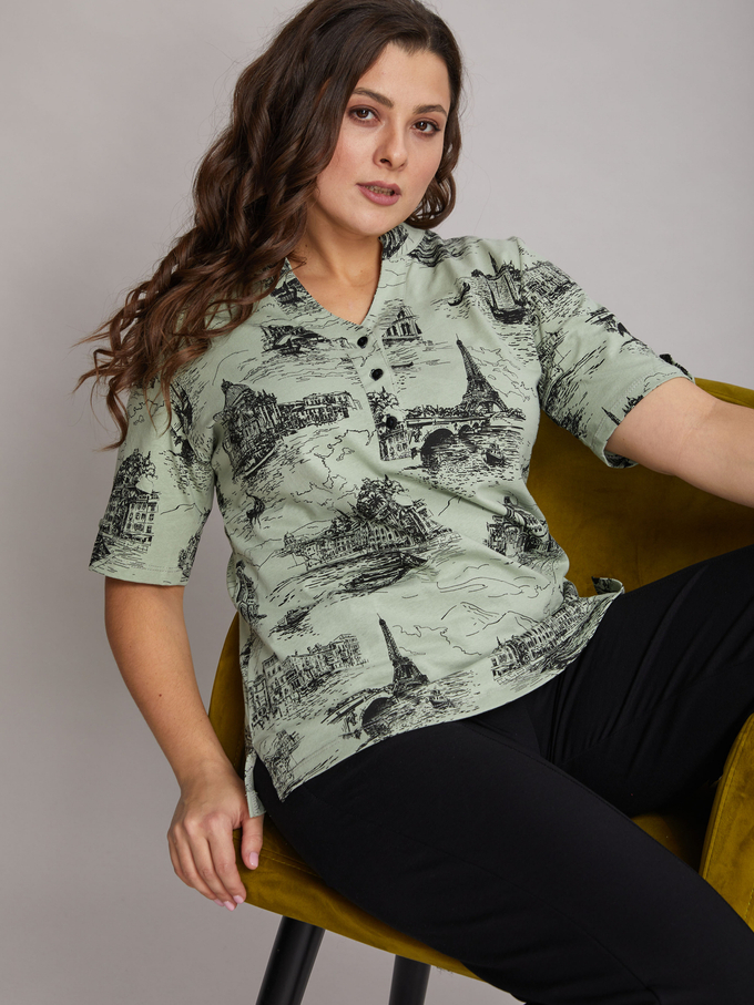 Блузка БЛ-122/шалфей-города