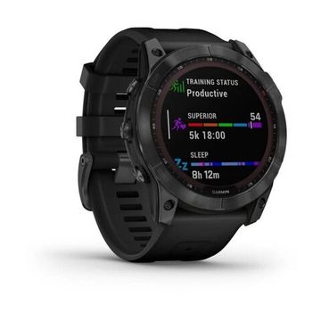 Умные часы Garmin Fenix 7x Solar черный с черным силиконовым ремешком