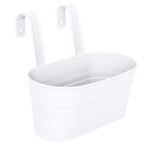 Кашпо "Ведро декоративное" большое овальное настенное с крючками для подвеса, цвет белый