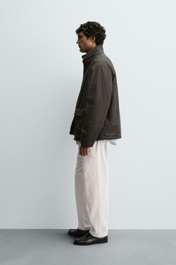 ZARA КУРТКА С ВОЩЕНЫМ ПОКРЫТИЕМ, ХАКИ