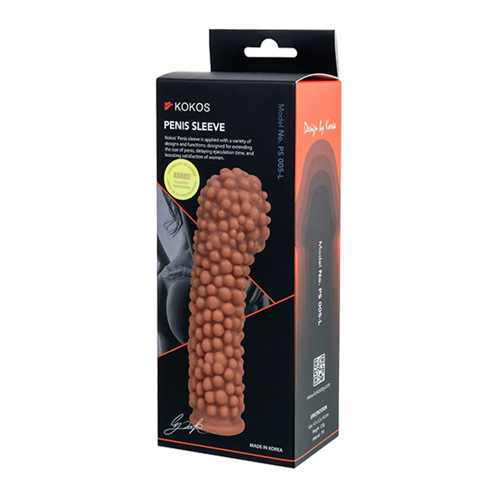 Телесная насадка 16,5см с мягкими пузырьками Kokos Penis Sleeve 001 L Size