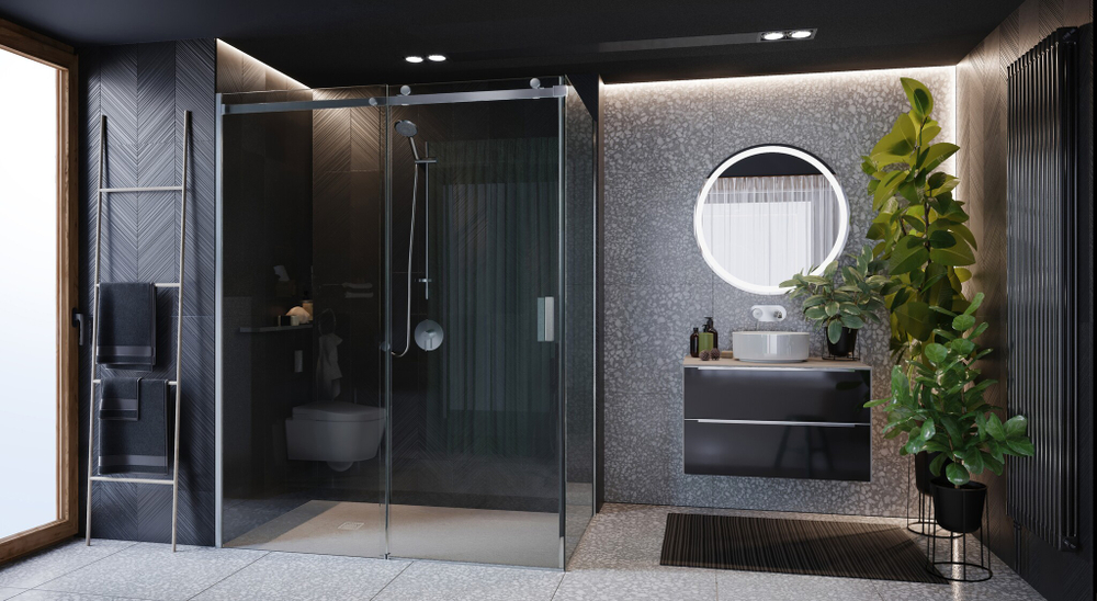 Дверь раздвижная Roca Area 1600x2000, левая, ручка справа, прозрачное стекло, профиль xром MP05L6012M