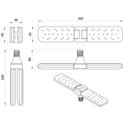 Фитолампа для растений светодиодная ЭРА GREEN LINE ФИТО-20W-PL-E27-GR 2-х лепестковая красно-синего спектра 20 Вт Е27 | Фитолампы Е27