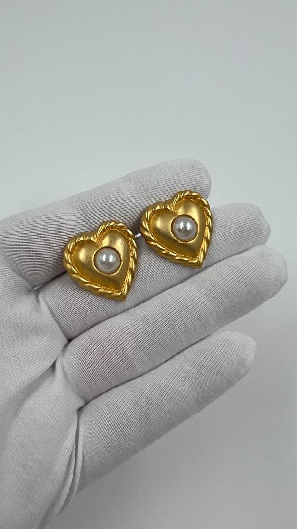 Серьги Сердечки с жемчугом Dauplaise