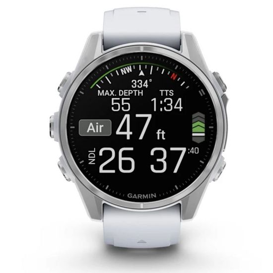 Умные часы Garmin Fenix 8, 43 мм, AMOLED, Silver with White Stone silicone band