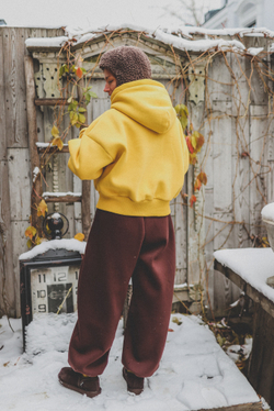 Худи на молнии укороченная с начесом, «Горчица»