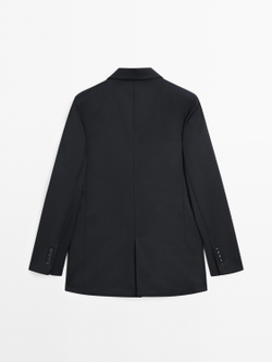 Massimo Dutti Двубортный пиджак, темно-синий