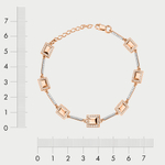 Браслет цепной из розового золота 585 пробы  с фианитами (арт. 10230900)